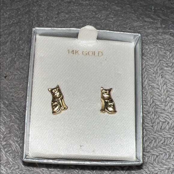 Jewelry - 14K Gold Cat Earrings